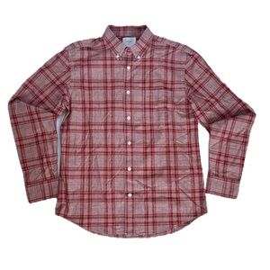 Billy Reid Red and White Plaid Button-Down Shirt
